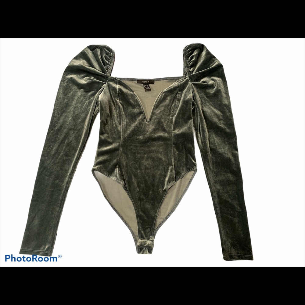 Teal velvet reformation forever 21 bodysuit